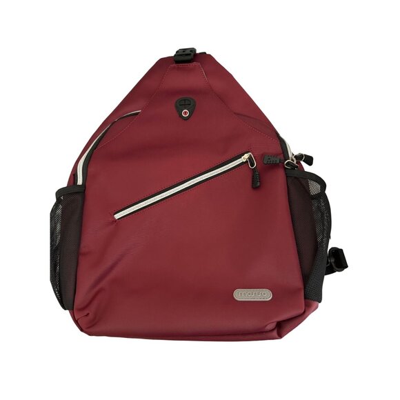 Mosiso Sling Backpack With USB Charging Port Water-Resistant Lightweight Maroon - Picture 1 of 7